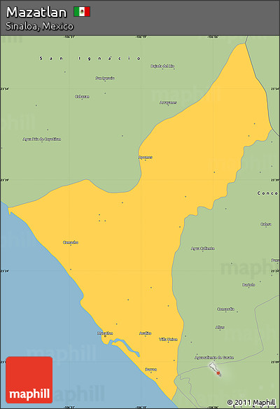 Savanna Style Simple Map of Mazatlan