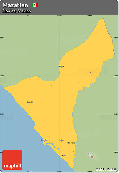 Savanna Style Simple Map of Mazatlan, single color outside
