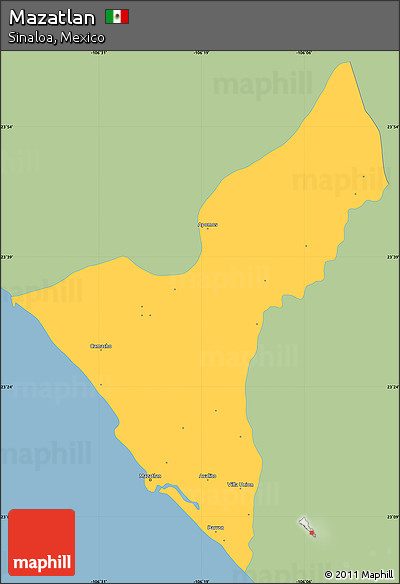 Savanna Style Simple Map of Mazatlan, single color outside