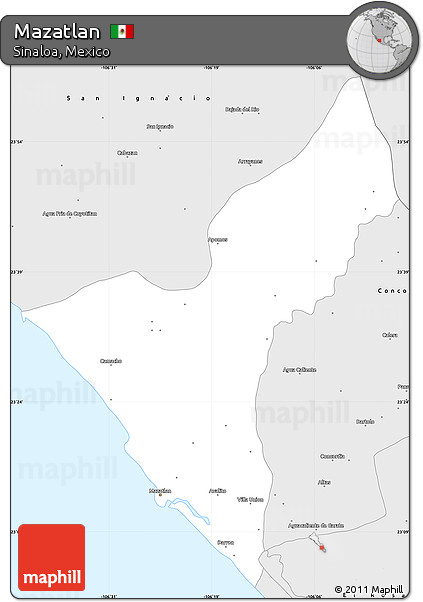 Silver Style Simple Map of Mazatlan