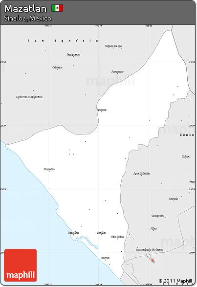 Silver Style Simple Map of Mazatlan