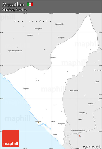 Silver Style Simple Map of Mazatlan