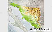 Physical 3D Map of Sonora, lighten, semi-desaturated