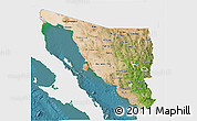 Satellite 3D Map of Sonora, single color outside