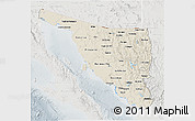 Shaded Relief 3D Map of Sonora, lighten, semi-desaturated