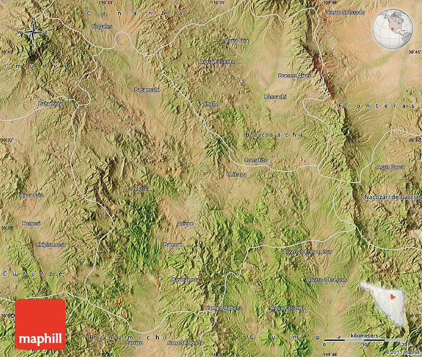 Satellite Map of Arizpe