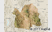 Satellite Map of Bavispe, shaded relief outside