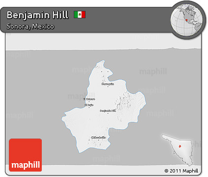 Gray 3D Map of Benjamin Hill, single color outside