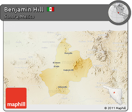 Physical 3D Map of Benjamin Hill, lighten