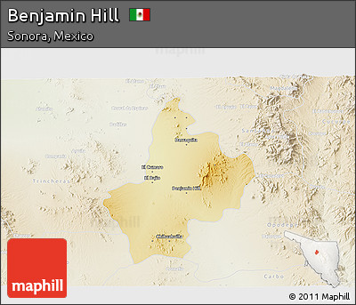 Physical 3D Map of Benjamin Hill, lighten