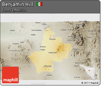 Physical 3D Map of Benjamin Hill, semi-desaturated