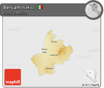 Physical 3D Map of Benjamin Hill, single color outside