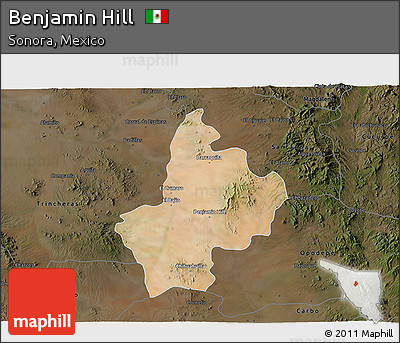 Satellite 3D Map of Benjamin Hill, darken