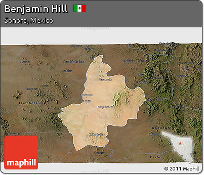 Satellite 3D Map of Benjamin Hill, darken