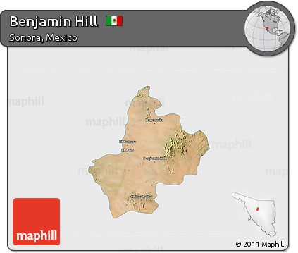 Satellite 3D Map of Benjamin Hill, single color outside