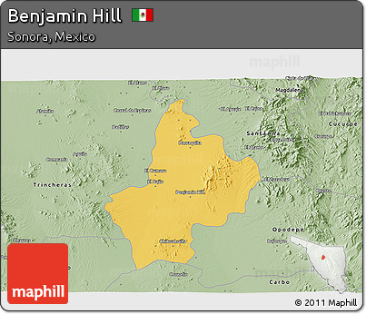 Savanna Style 3D Map of Benjamin Hill