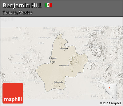 Shaded Relief 3D Map of Benjamin Hill, lighten