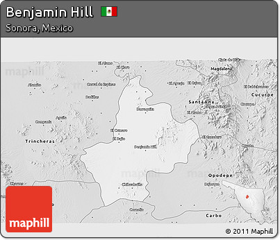 Silver Style 3D Map of Benjamin Hill