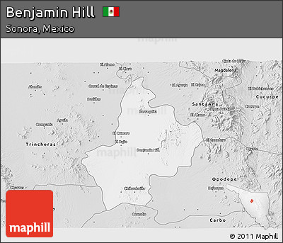 Silver Style 3D Map of Benjamin Hill