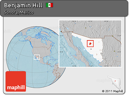 Gray Location Map of Benjamin Hill, highlighted parent region, hill shading