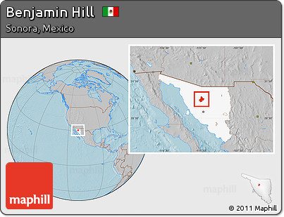 Gray Location Map of Benjamin Hill, highlighted parent region, hill shading