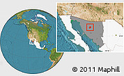 Satellite Location Map of Benjamin Hill, highlighted country, highlighted parent region