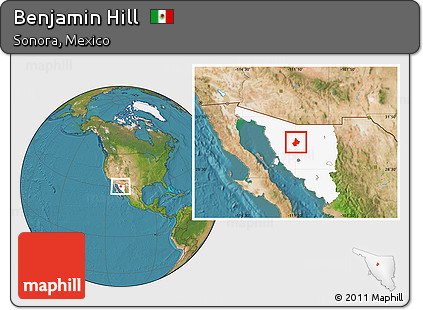 Satellite Location Map of Benjamin Hill, highlighted parent region