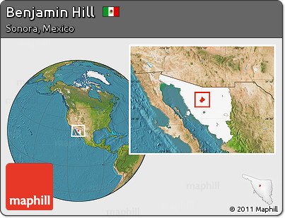 Satellite Location Map of Benjamin Hill, highlighted parent region