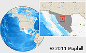 Shaded Relief Location Map of Benjamin Hill, highlighted country, highlighted parent region