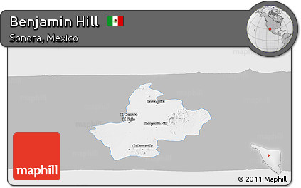 Gray Panoramic Map of Benjamin Hill, single color outside