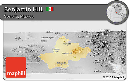 Physical Panoramic Map of Benjamin Hill, desaturated