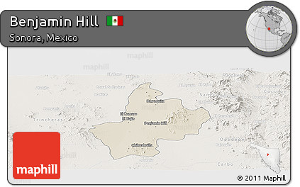 Shaded Relief Panoramic Map of Benjamin Hill, lighten