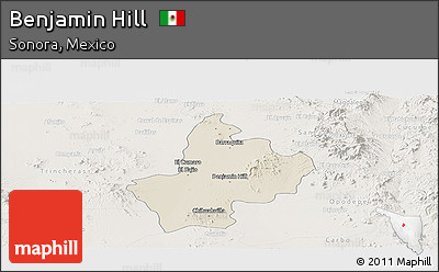 Shaded Relief Panoramic Map of Benjamin Hill, lighten