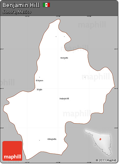 Gray Simple Map of Benjamin Hill, cropped outside