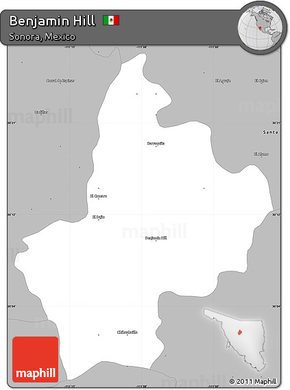 Gray Simple Map of Benjamin Hill