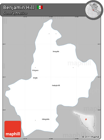 Gray Simple Map of Benjamin Hill, single color outside
