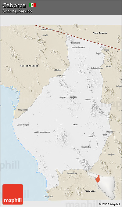 Classic Style 3D Map of Caborca