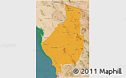 Political 3D Map of Caborca, satellite outside