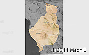Satellite 3D Map of Caborca, darken, desaturated