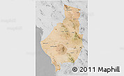 Satellite 3D Map of Caborca, lighten, desaturated