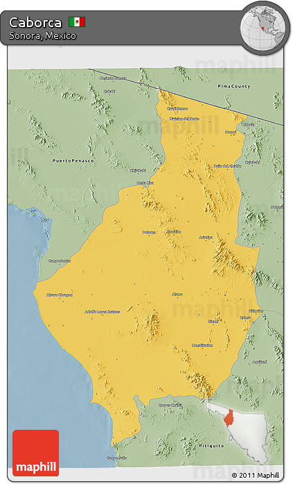 Savanna Style 3D Map of Caborca