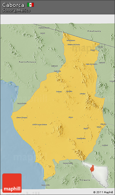 Savanna Style 3D Map of Caborca