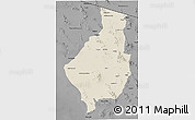 Shaded Relief 3D Map of Caborca, darken, desaturated