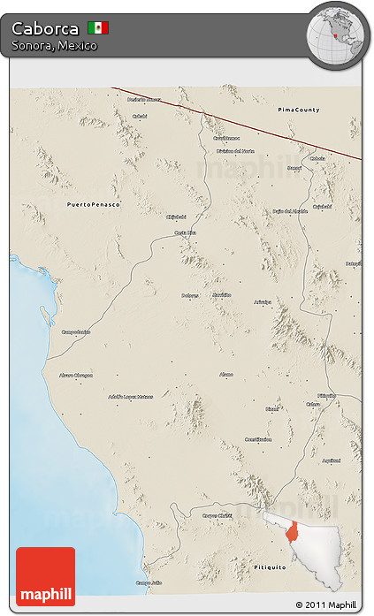 Shaded Relief 3D Map of Caborca