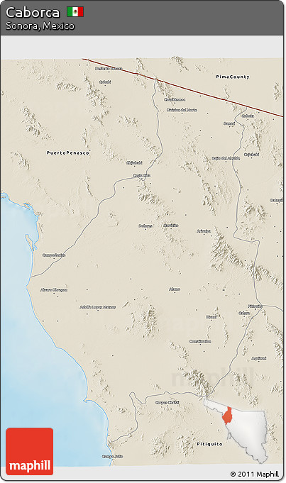 Shaded Relief 3D Map of Caborca