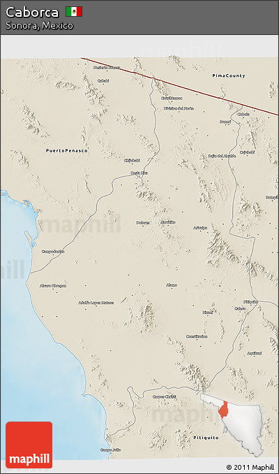 Shaded Relief 3D Map of Caborca