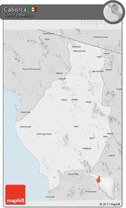 Silver Style 3D Map of Caborca