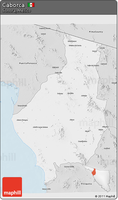 Silver Style 3D Map of Caborca
