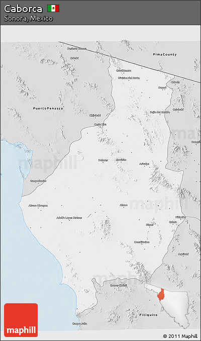 Silver Style 3D Map of Caborca