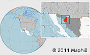 Gray Location Map of Caborca, highlighted country, highlighted parent region, hill shading